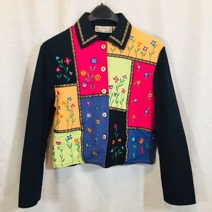 Life Style short floral boho blazer women sz small